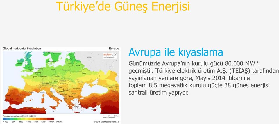 (TEİAŞ) tarafından yayınlanan verilere göre, Mayıs 2014 itibari ile