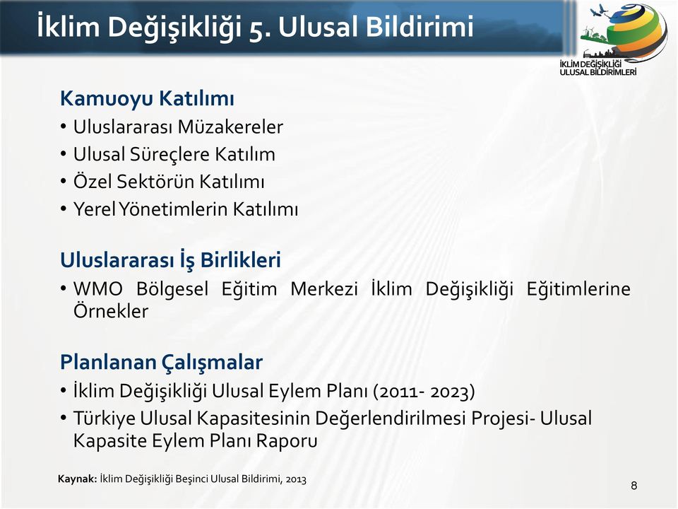 Yönetimlerin Katılımı Uluslararası İş Birlikleri WMO Bölgesel Eğitim Merkezi İklim Değişikliği Eğitimlerine Örnekler