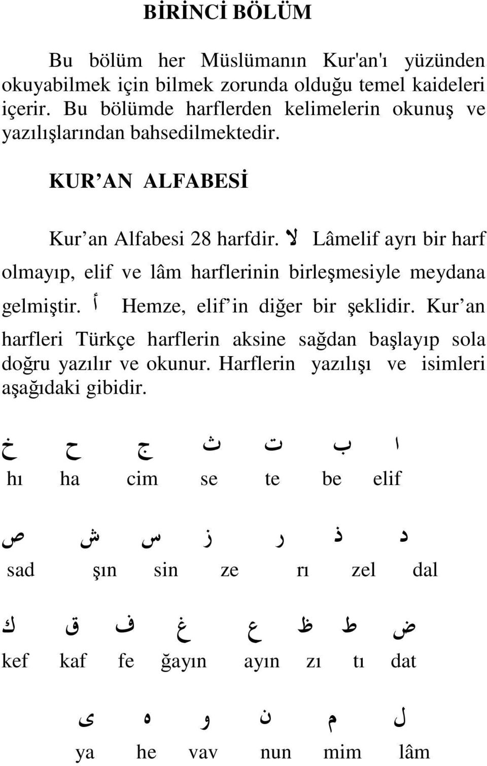 Lâmelif ayrı bir harf olmayıp, elif ve lâm harflerinin birleşmesiyle meydana gelmiştir. Hemze, elif in diğer bir şeklidir.