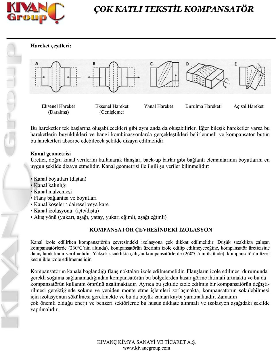 Kanal geometrisi Üretici, doğru kanal verilerini kullanarak flanşlar, back-up barlar gibi bağlantı elemanlarının boyutlarını en uygun şekilde dizayn etmelidir.