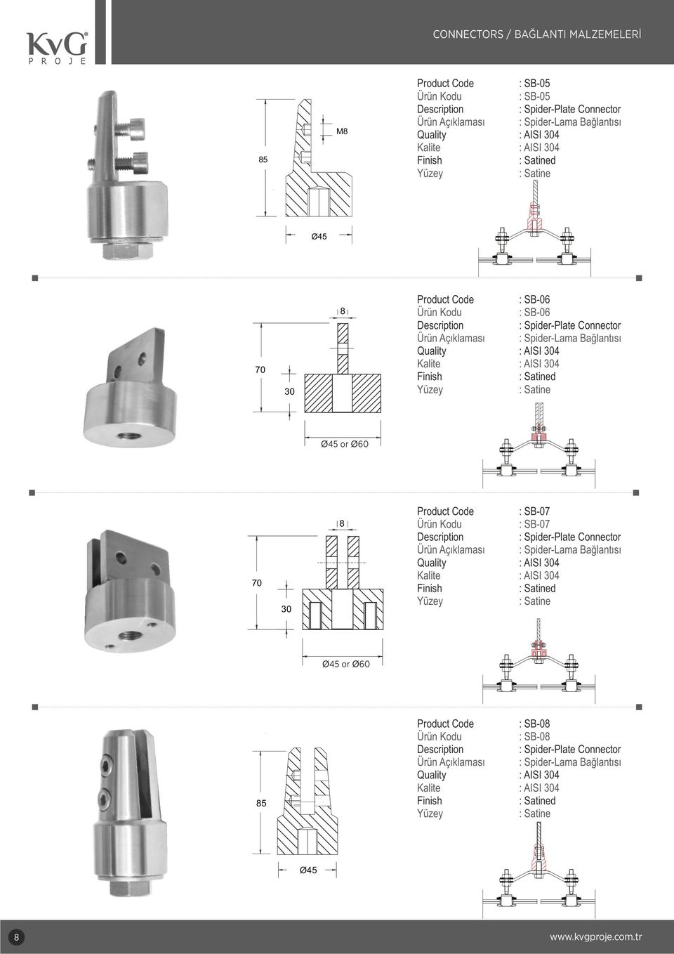 Spider-Lama Bağlantısı or 70 30 Product Code : SB-07 : SB-07 : Spider-Plate Connector Ürün Açıklaması :