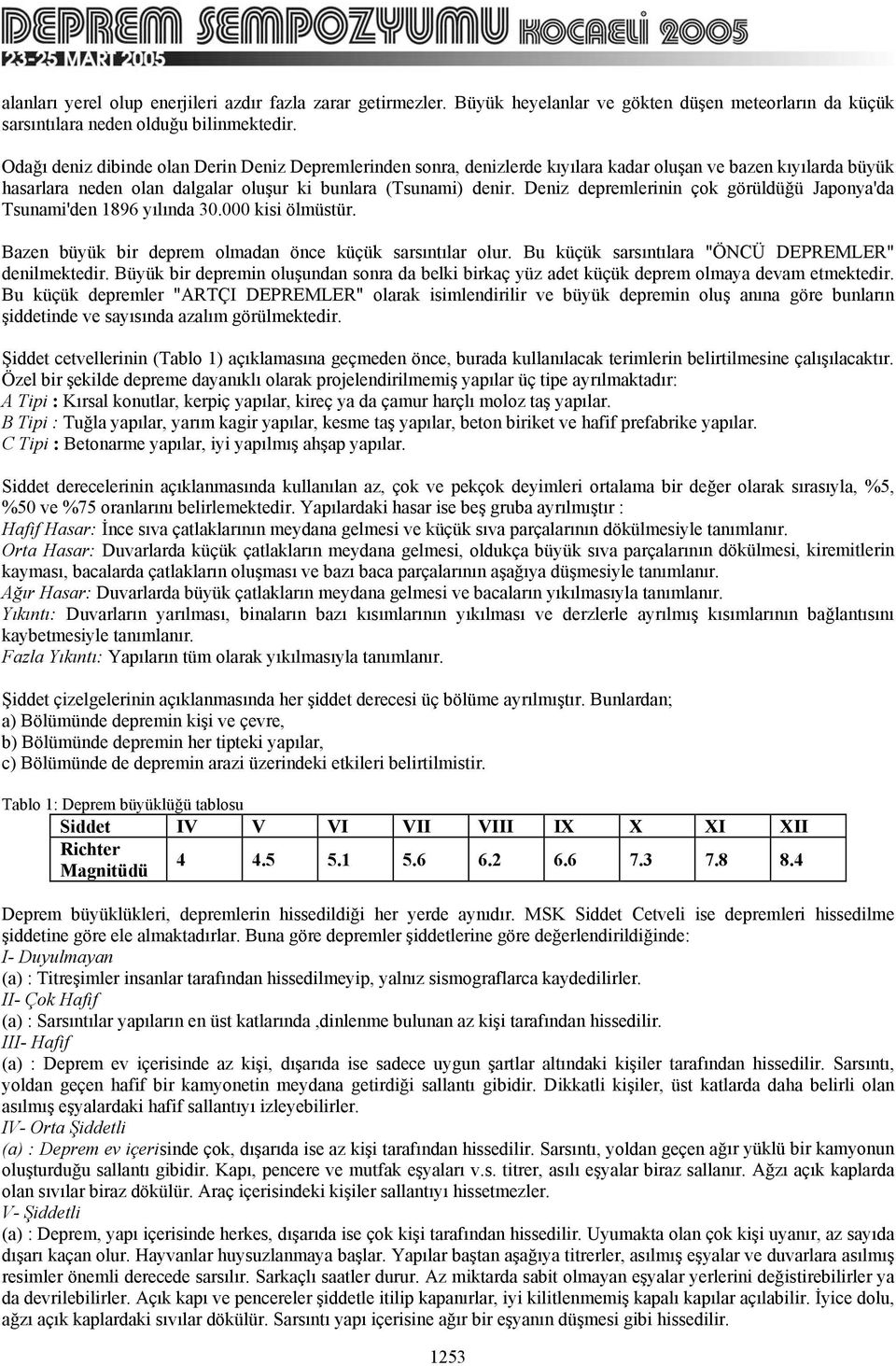 Deniz depremlerinin çok görüldüğü Japonya'da Tsunami'den 1896 yılında 30.000 kisi ölmüstür. Bazen büyük bir deprem olmadan önce küçük sarsıntılar olur.