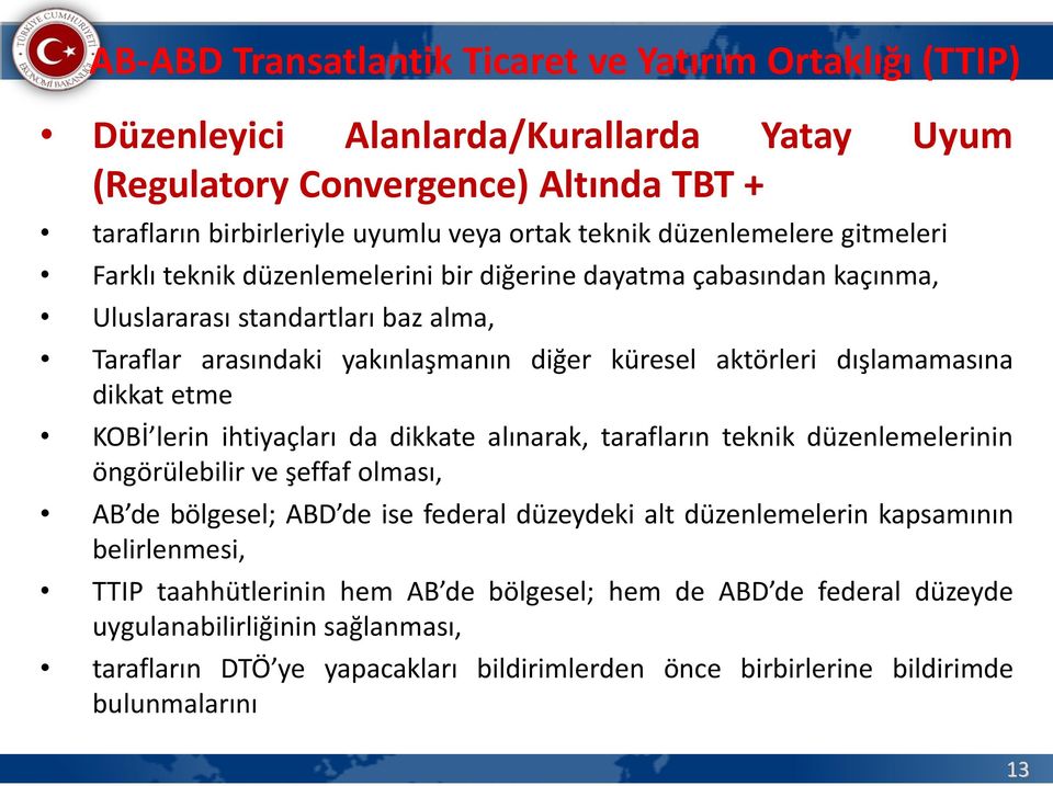 dışlamamasına dikkat etme KOBİ lerin ihtiyaçları da dikkate alınarak, tarafların teknik düzenlemelerinin öngörülebilir ve şeffaf olması, AB de bölgesel; ABD de ise federal düzeydeki alt