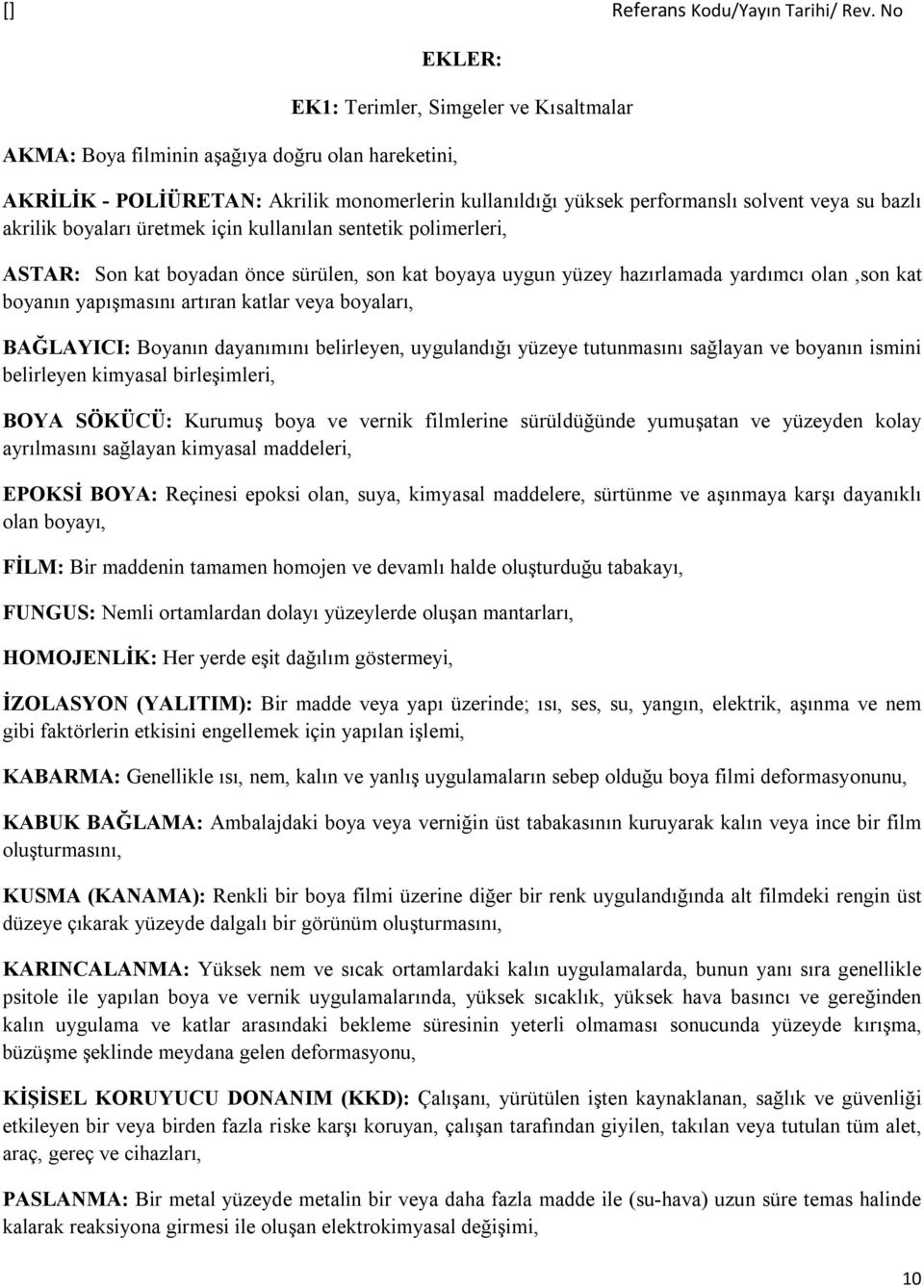 veya boyaları, BAĞLAYICI: Boyanın dayanımını belirleyen, uygulandığı yüzeye tutunmasını sağlayan ve boyanın ismini belirleyen kimyasal birleşimleri, BOYA SÖKÜCÜ: Kurumuş boya ve vernik filmlerine