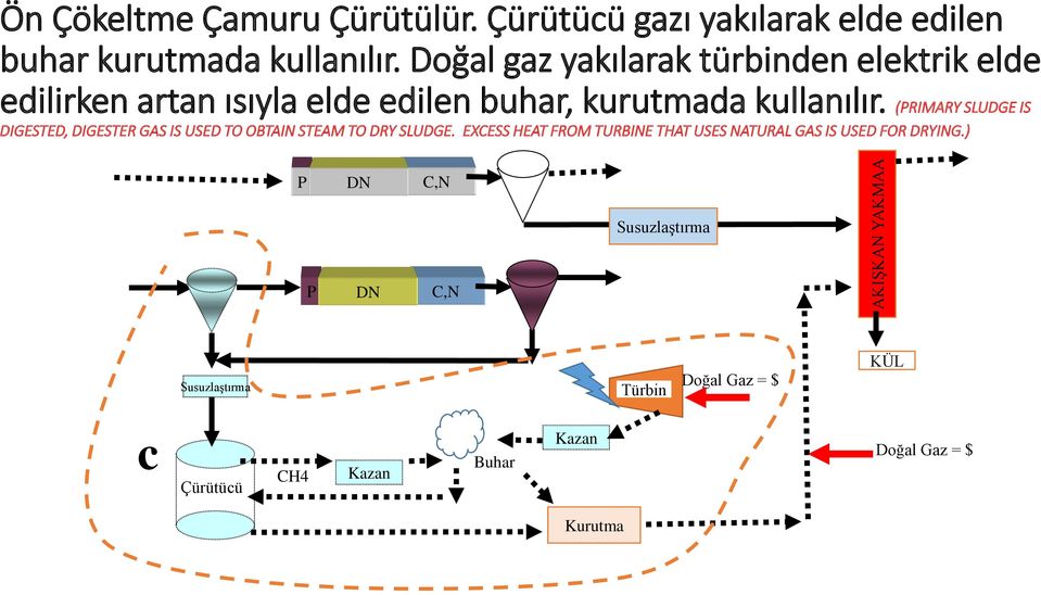 (PRIMARY SLUDGE IS DIGESTED, DIGESTER GAS IS USED TO OBTAIN STEAM TO DRY SLUDGE.