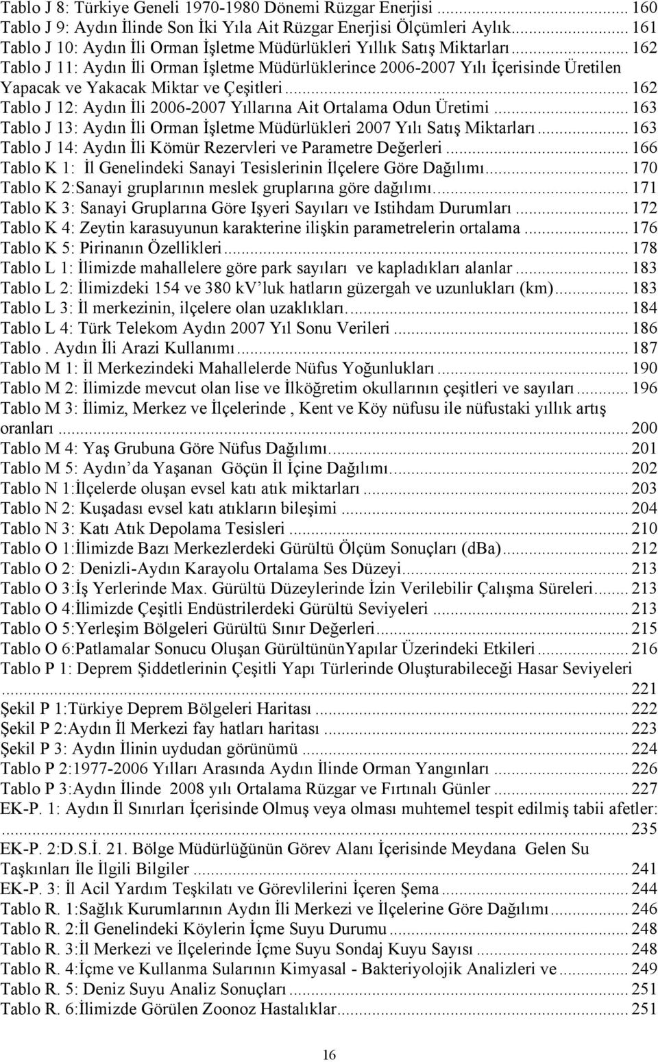 .. 162 Tablo J 11: Aydın İli Orman İşletme Müdürlüklerince 2006-2007 Yılı İçerisinde Üretilen Yapacak ve Yakacak Miktar ve Çeşitleri.