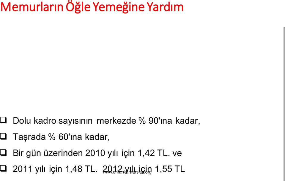 60'ına kadar, Bir gün üzerinden 2010 yılı için