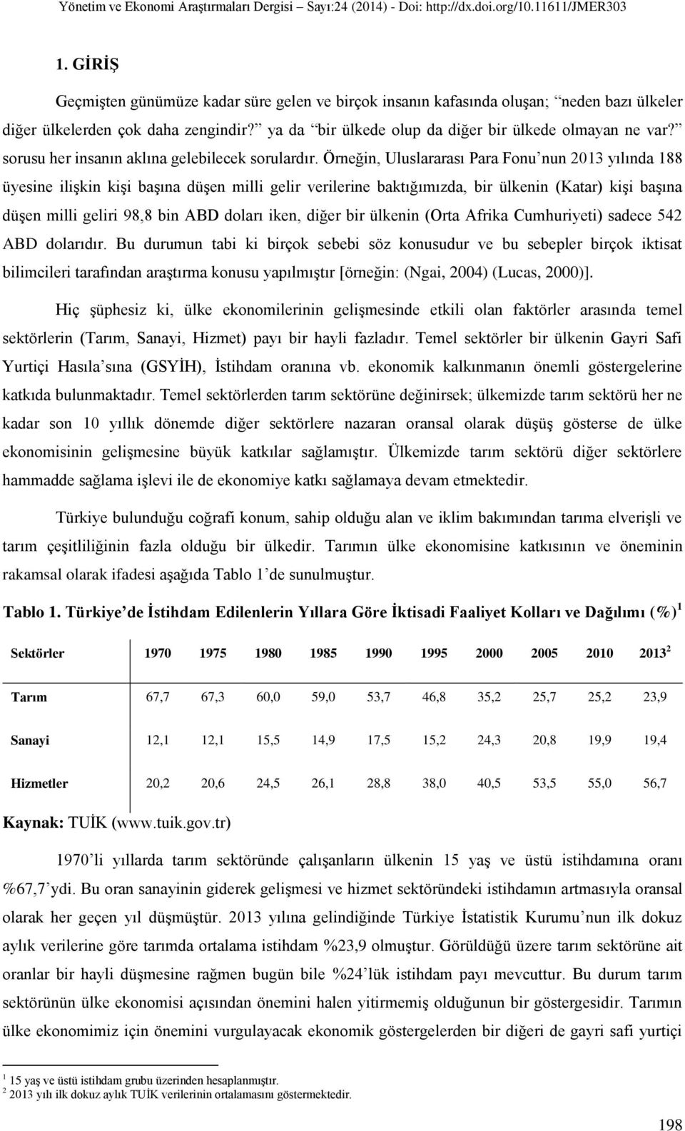 Örneğin, Uluslararası Para Fonu nun 2013 yılında 188 üyesine ilişkin kişi başına düşen milli gelir verilerine baktığımızda, bir ülkenin (Katar) kişi başına düşen milli geliri 98,8 bin ABD doları