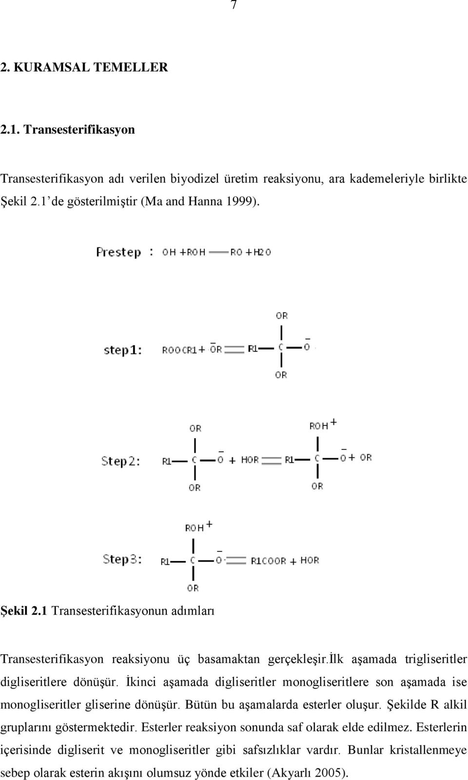 ilk aşamada trigliseritler digliseritlere dönüşür. İkinci aşamada digliseritler monogliseritlere son aşamada ise monogliseritler gliserine dönüşür.