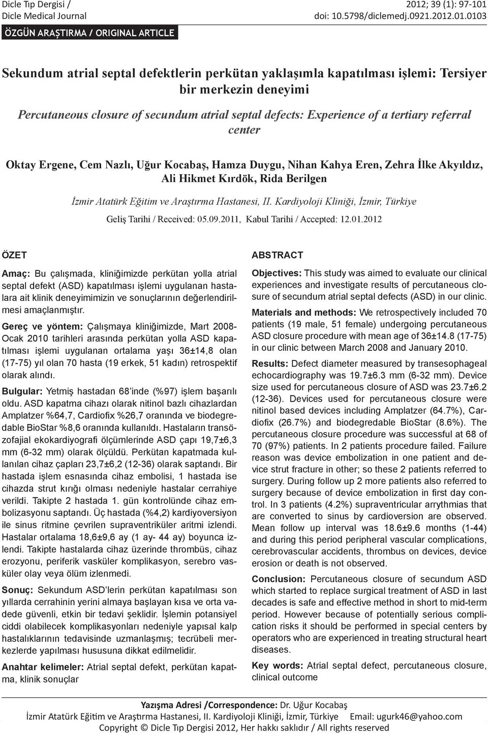 Dicle Medical Journal doi: 10.5798/diclemedj.0921.2012