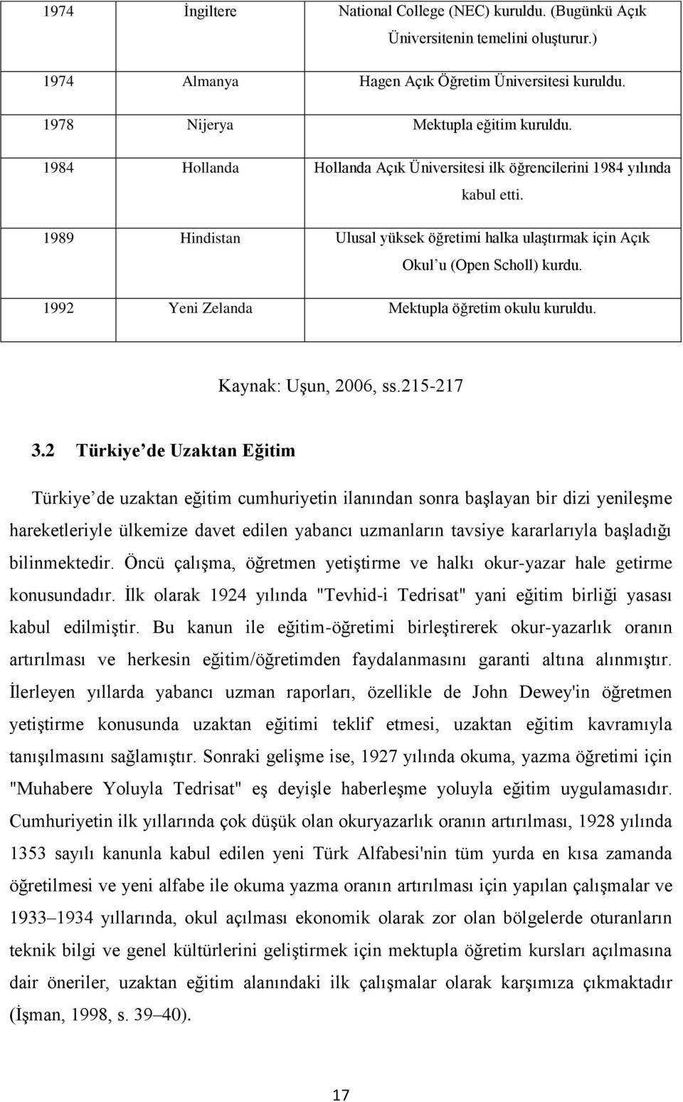 1992 Yeni Zelanda Mektupla öğretim okulu kuruldu. Kaynak: UĢun, 2006, ss.215-217 3.