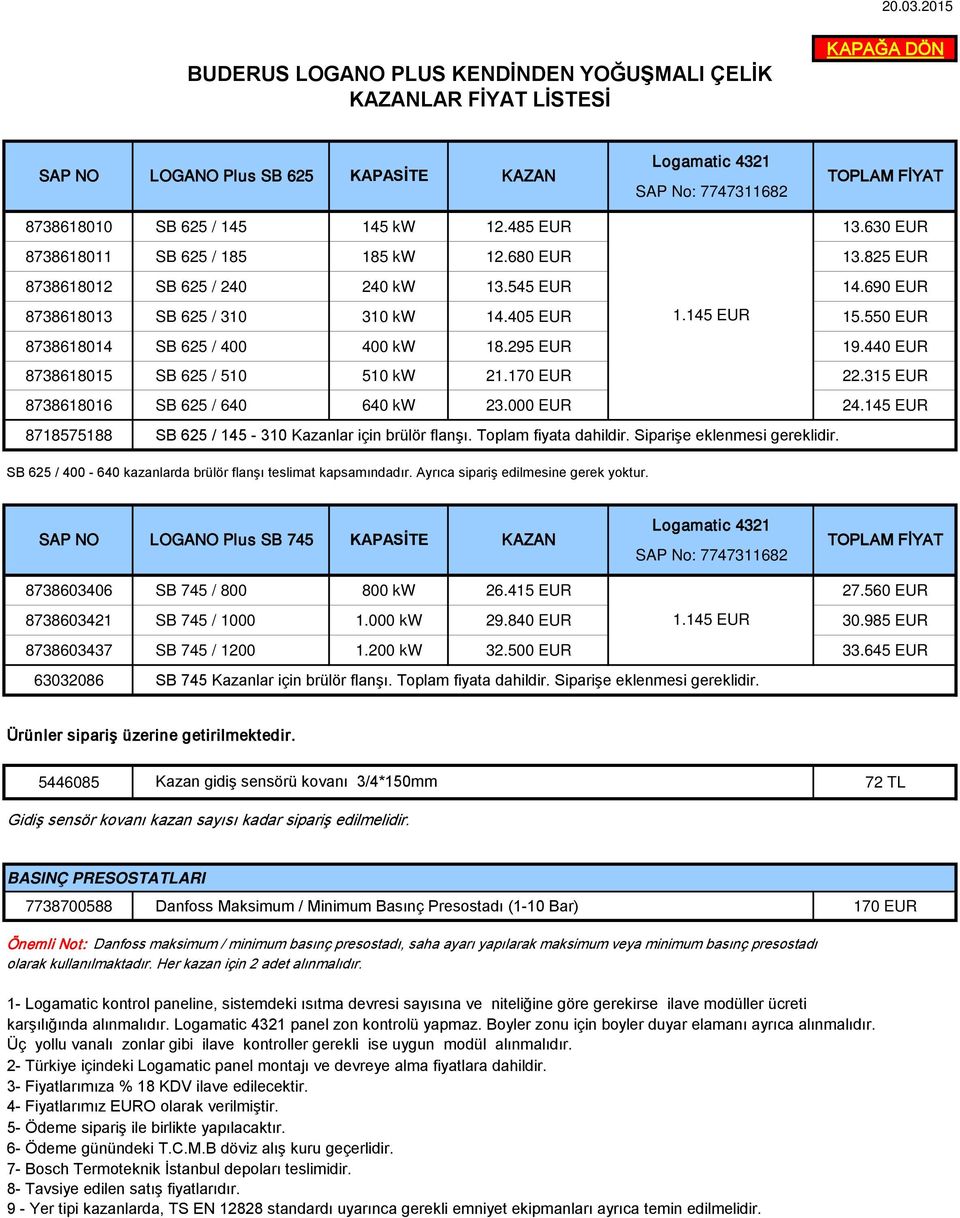 550 EUR 8738618014 SB 625 / 400 400 kw 18.295 EUR 19.440 EUR 8738618015 SB 625 / 510 510 kw 21.170 EUR 22.315 EUR 8738618016 SB 625 / 640 640 kw 23.000 EUR 24.