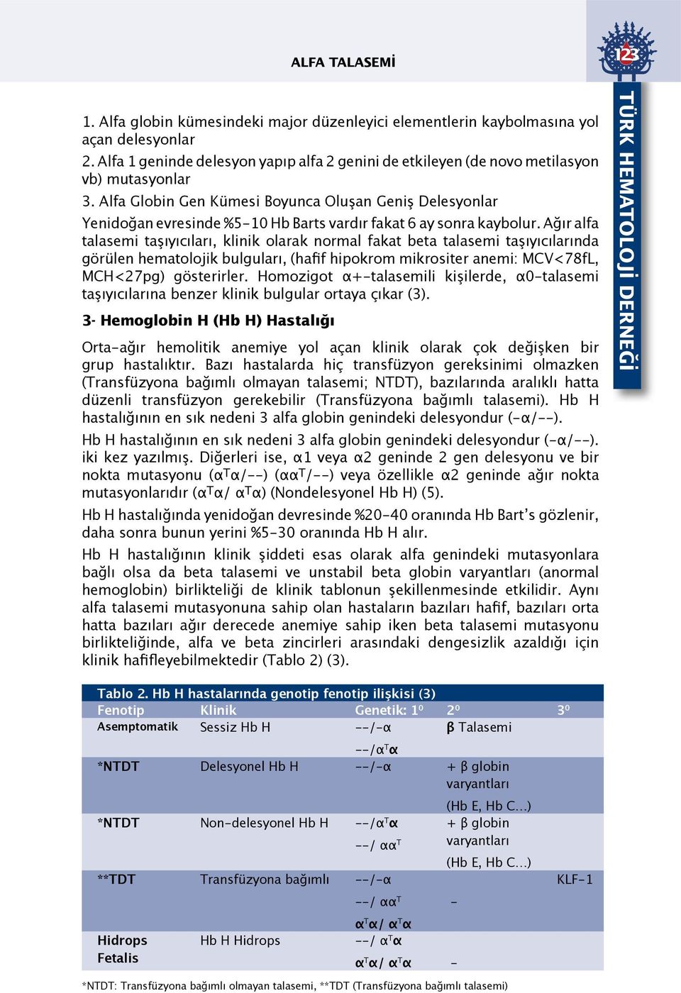 Alfa Globin Gen Kümesi Boyunca Oluşan Geniş Delesyonlar Yenidoğan evresinde %5-10 Hb Barts vardır fakat 6 ay sonra kaybolur.