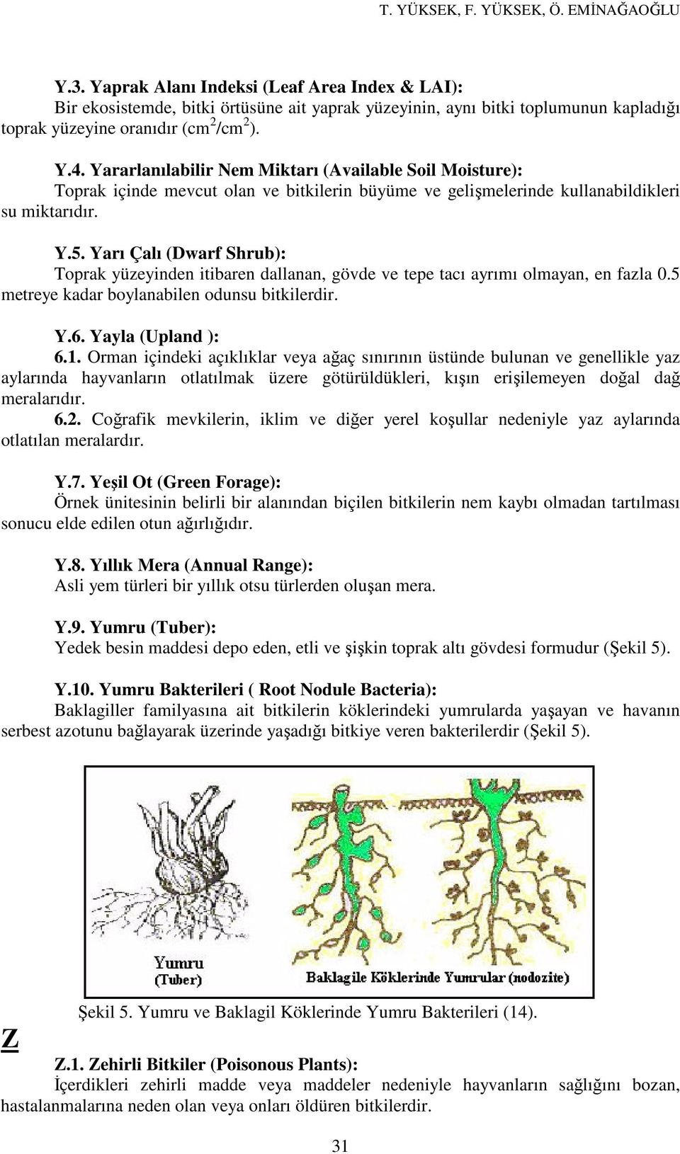 Yararlanılabilir Nem Miktarı (Available Soil Moisture): Toprak içinde mevcut olan ve bitkilerin büyüme ve gelişmelerinde kullanabildikleri su miktarıdır. Y.5.