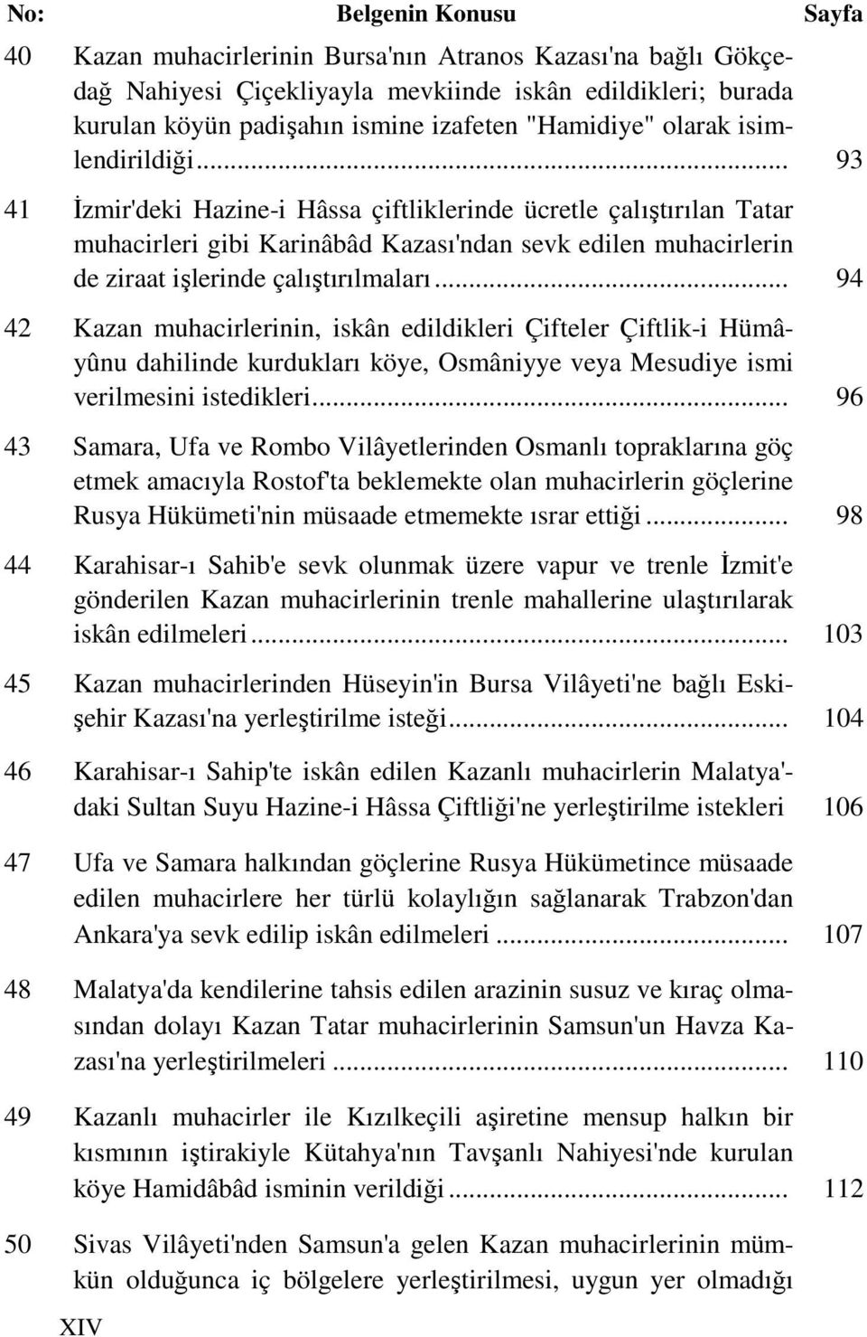 .. 93 41 Đzmir'deki Hazine-i Hâssa çiftliklerinde ücretle çalıştırılan Tatar muhacirleri gibi Karinâbâd Kazası'ndan sevk edilen muhacirlerin de ziraat işlerinde çalıştırılmaları.