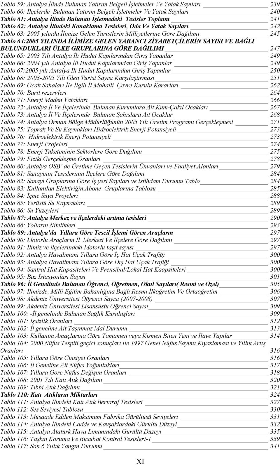 DağılımıUT 245 TUTablo 64:2005 YILINDA İLİMİZE GELEN YABANCI ZİYARETÇİLERİN SAYISI VE BAĞLI BULUNDUKLARI ÜLKE GRUPLARINA GÖRE DAĞILIMIUT 247 TUTablo 65: 2003 Yılı Antalya İli Hudut Kapılarından Giriş