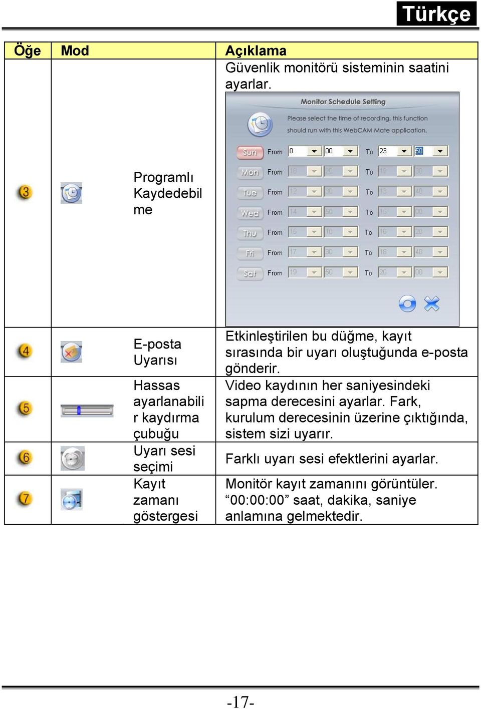 Etkinleştirilen bu düğme, kayıt sırasında bir uyarı oluştuğunda e-posta gönderir.