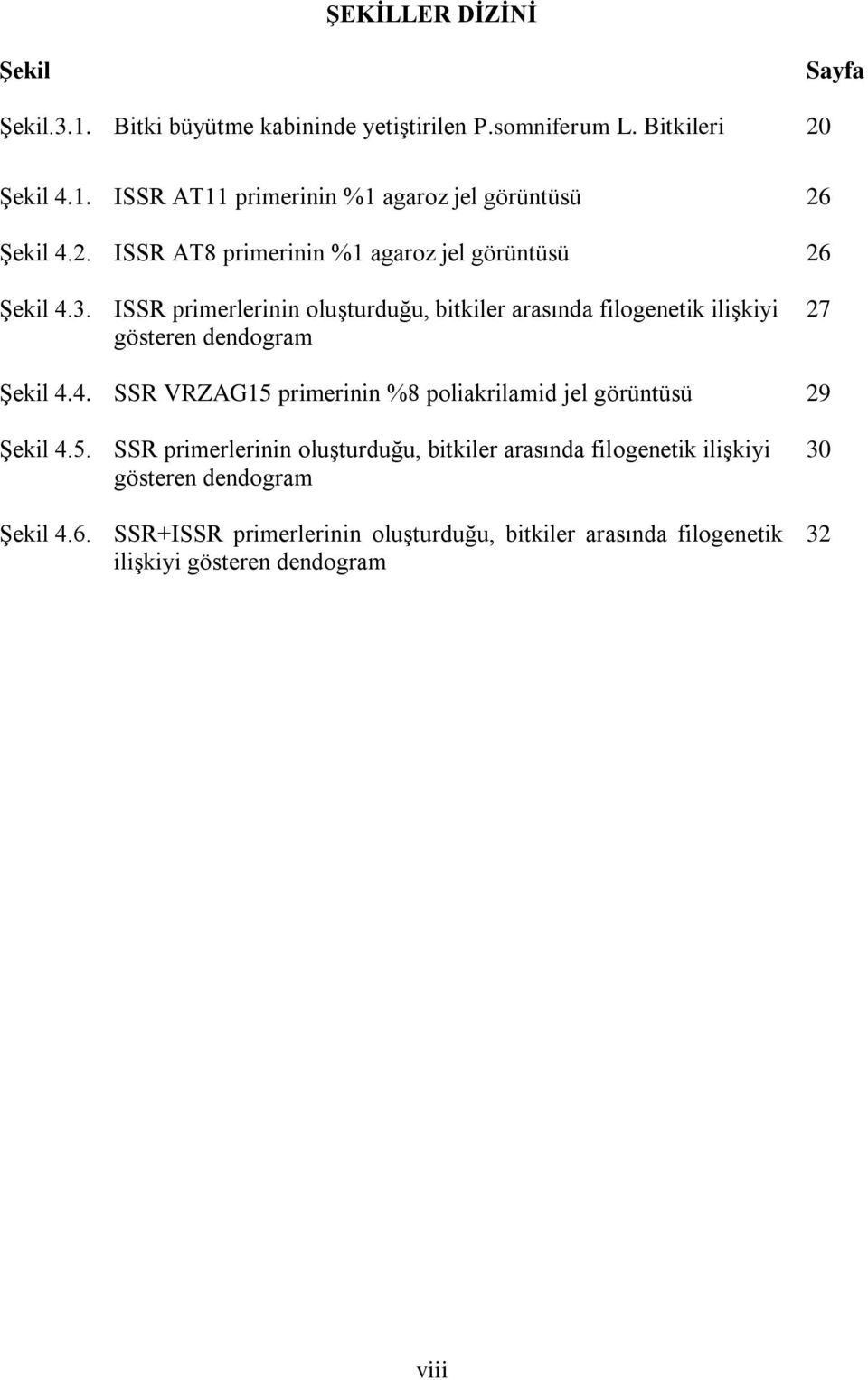 ISSR primerlerinin oluşturduğu, bitkiler arasında filogenetik ilişkiyi gösteren dendogram 27 Şekil 4.