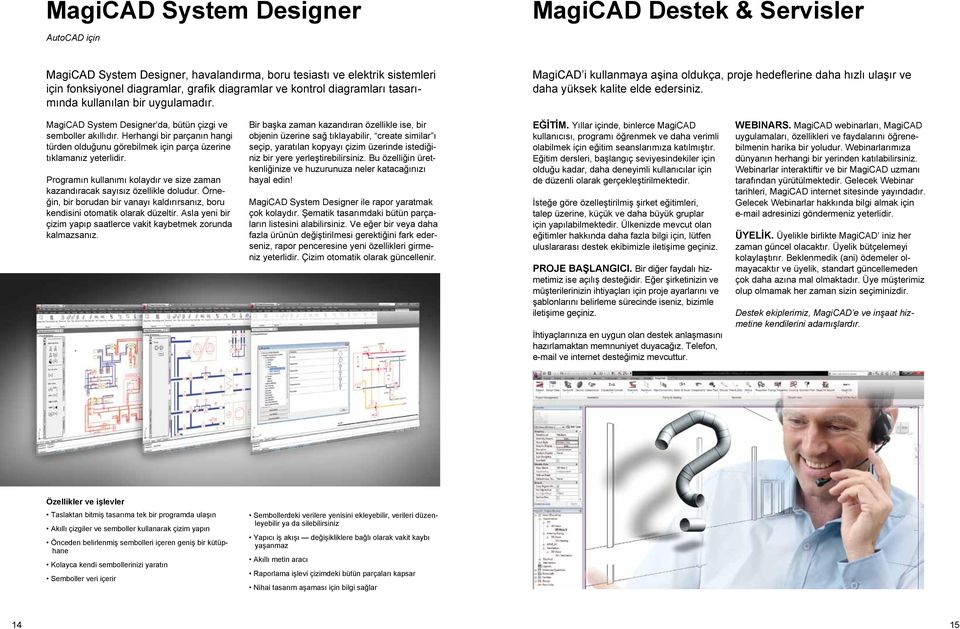 MagiCAD System Designer da, bütün çizgi ve semboller akıllıdır. Herhangi bir parçanın hangi türden olduğunu görebilmek için parça üzerine tıklamanız yeterlidir.