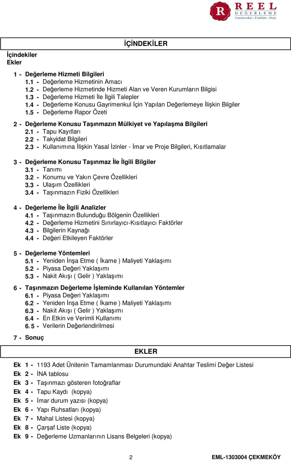 1 - Tapu Kayıtları 2.2 - Takyidat Bilgileri 2.3 - Kullanımına İlişkin Yasal İzinler - İmar ve Proje Bilgileri, Kısıtlamalar 3-4 - 5-6 - 7 - Değerleme Konusu Taşınmaz İle İlgili Bilgiler 3.