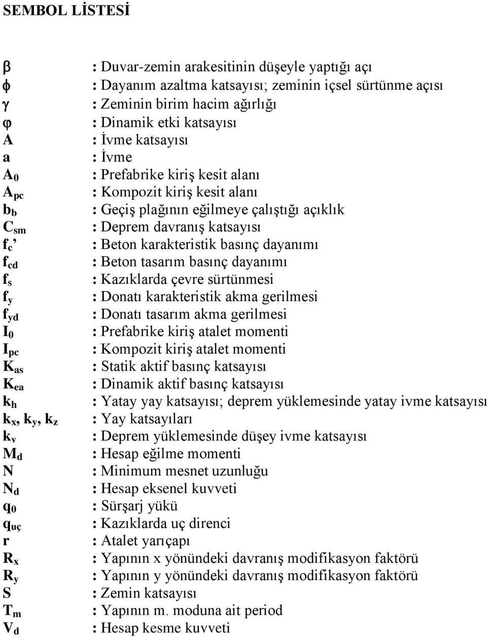 plağının eğilmeye çalıştığı açıklık : Deprem davranış katsayısı : Beton karakteristik basınç dayanımı : Beton tasarım basınç dayanımı : Kazıklarda çevre sürtünmesi : Donatı karakteristik akma