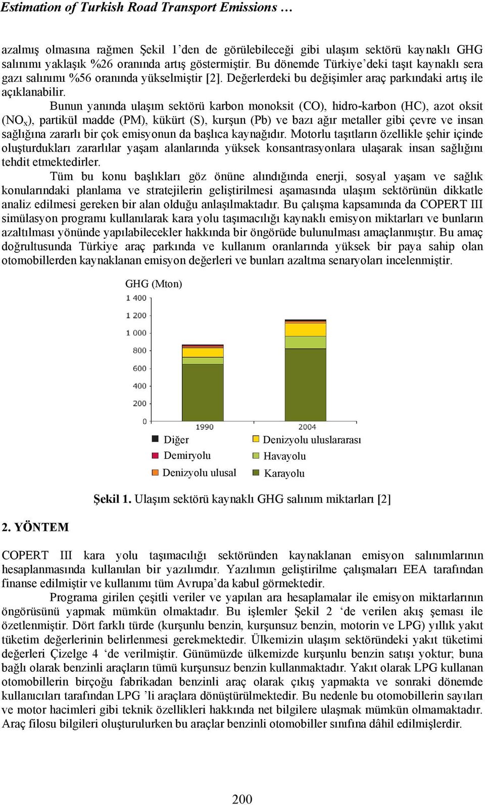 Bunun yanında ulaşım sektörü karbon monoksit (CO), hidro-karbon (HC), azot oksit (NO x ), partikül madde (PM), kükürt (S), kurşun (Pb) ve bazı ağır metaller gibi çevre ve insan sağlığına zararlı bir