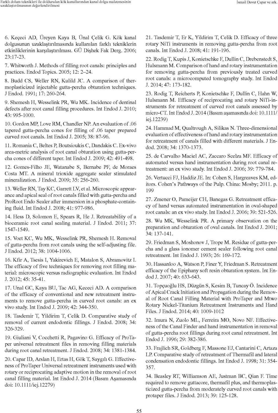 A comparison of thermoplasticized injectable gutta-percha obturation techniques. J Endod. 1991; 17: 260-264. 9. Shemesh H, Wesselink PR, Wu MK.