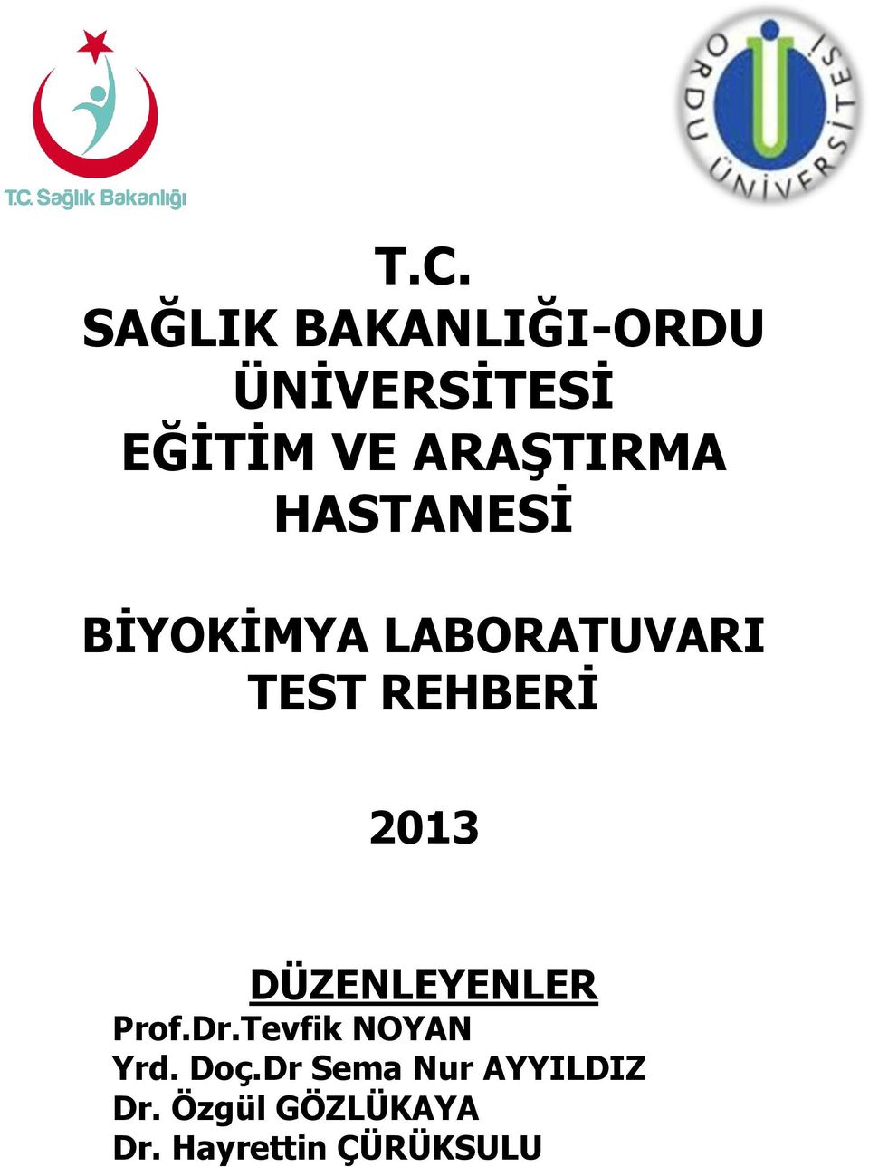 REHBERİ 2013 DÜZENLEYENLER Prof.Dr.Tevfik NOYAN Yrd.