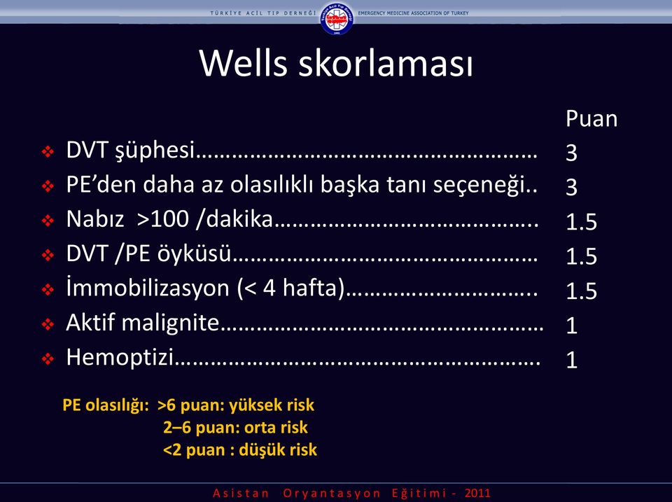 . DVT /PE öyküsü İmmobilizasyon (< 4 hafta).