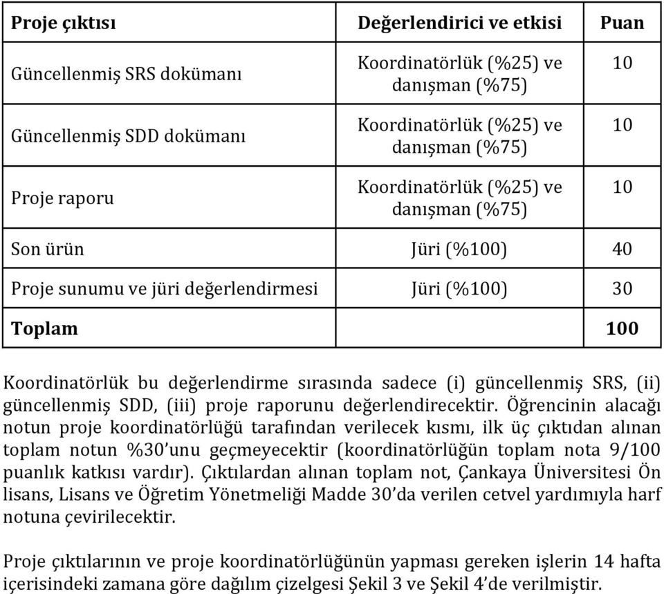 güncellenmiş SDD, (iii) proje raporunu değerlendirecektir.