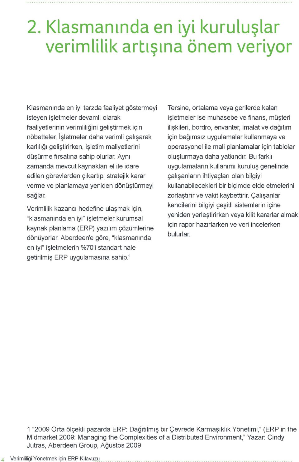 Aynı zamanda mevcut kaynakları el ile idare edilen görevlerden çıkartıp, stratejik karar verme ve planlamaya yeniden dönüştürmeyi sağlar.