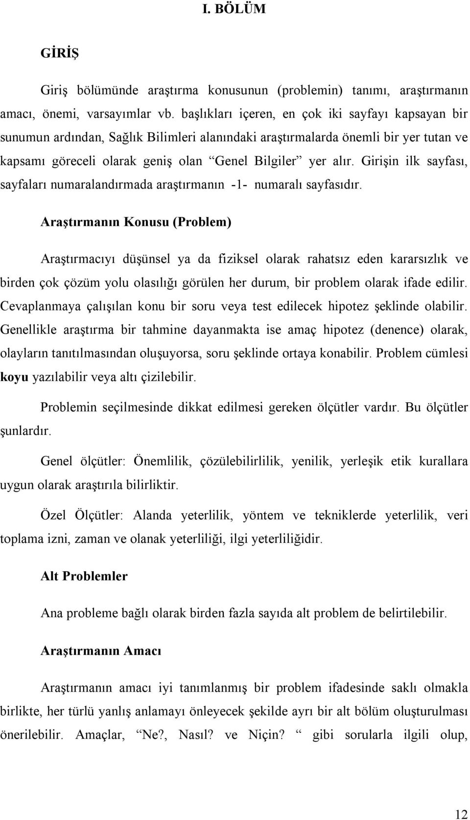 Girişin ilk sayfası, sayfaları numaralandırmada araştırmanın -1- numaralı sayfasıdır.