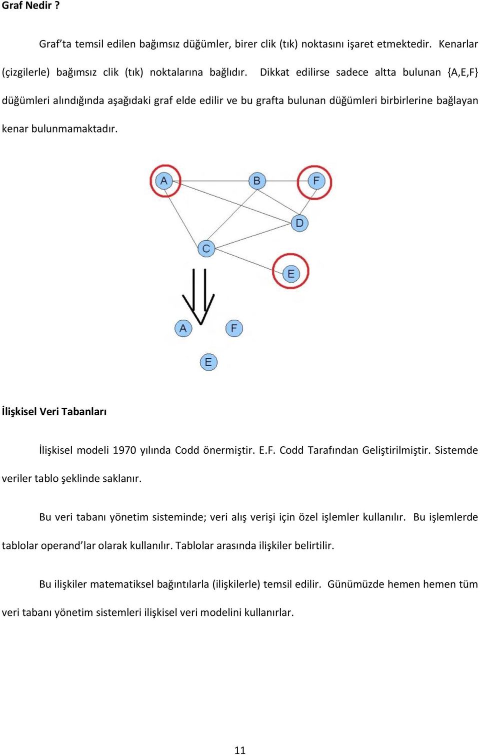 İlişkisel Veri Tabanları İlişkisel modeli 1970 yılında Codd önermiştir. E.F. Codd Tarafından Geliştirilmiştir. Sistemde veriler tablo şeklinde saklanır.