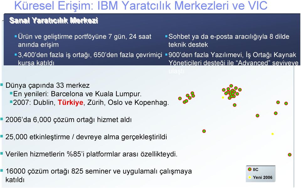 ulaştı Dünya çapında 33 merkez En yenileri: Barcelona ve Kuala Lumpur. 2007: Dublin, Türkiye, Zürih, Oslo ve Kopenhag.