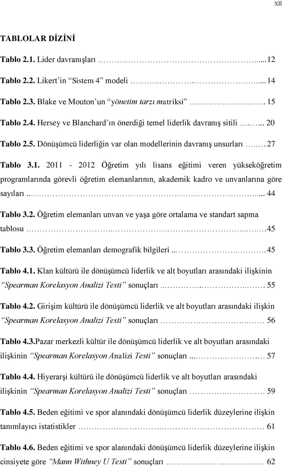 2011-2012 Öğretim yılı lisans eğitimi veren yükseköğretim programlarında görevli öğretim elemanlarının, akademik kadro ve unvanlarına göre sayıları......... 44 Tablo 3.2. Öğretim elemanları unvan ve yaşa göre ortalama ve standart sapma tablosu.