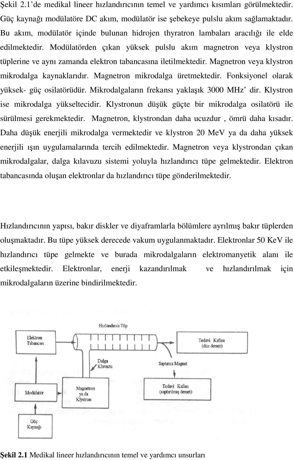 Modülatörden çıkan yüksek pulslu akım magnetron veya klystron tüplerine ve aynı zamanda elektron tabancasına iletilmektedir. Magnetron veya klystron mikrodalga kaynaklarıdır.