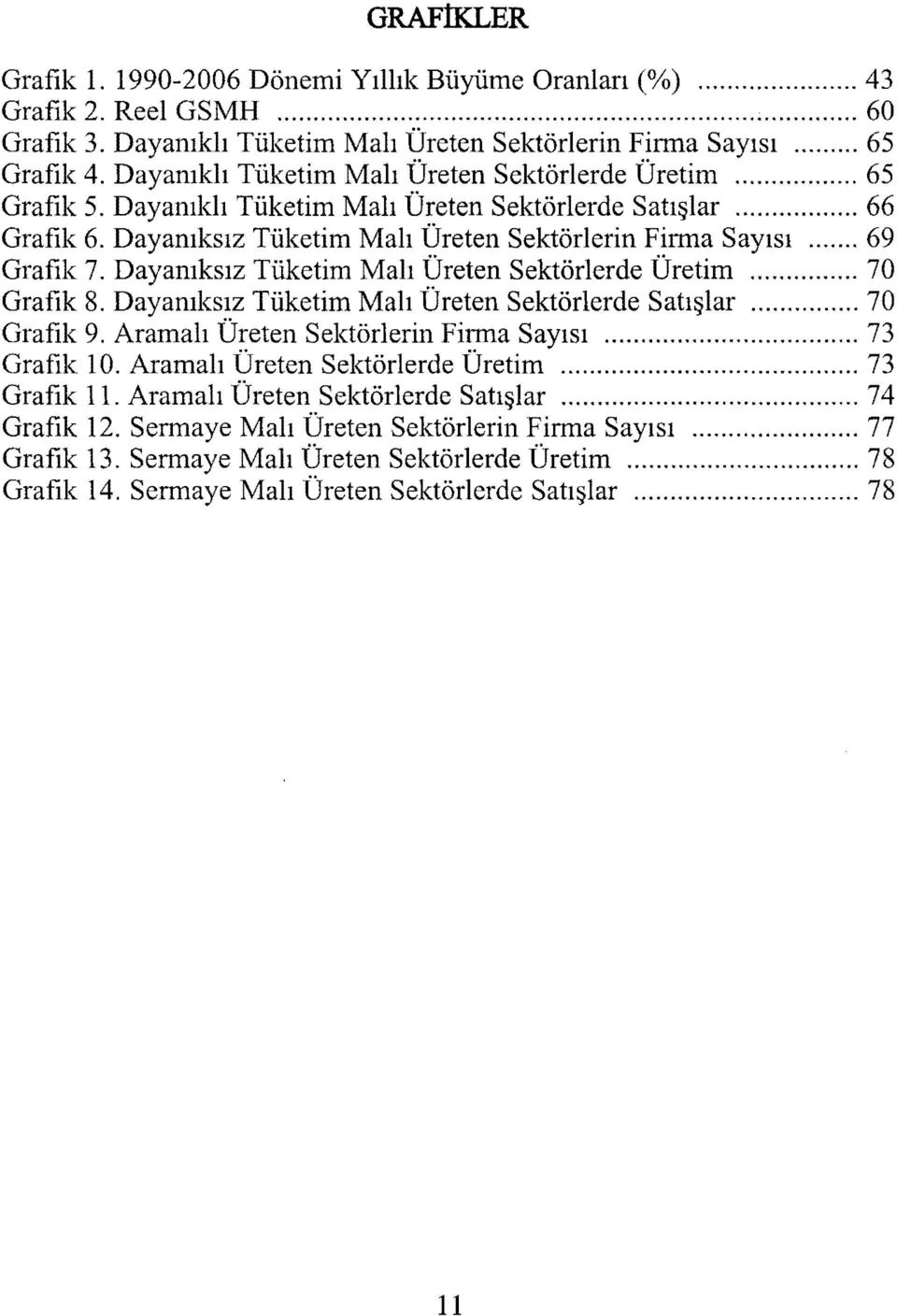 .. 69 Grafik 7. Dayanıksız Tüketim Malı Üreten Sektörlerde Üretim... 70 Grafik 8. Dayanıksız Tüketim Malı Üreten Sektörlerde Satışlar... 70 Grafik 9. Aramalı Üreten Sektörlerin Firma Sayısı.