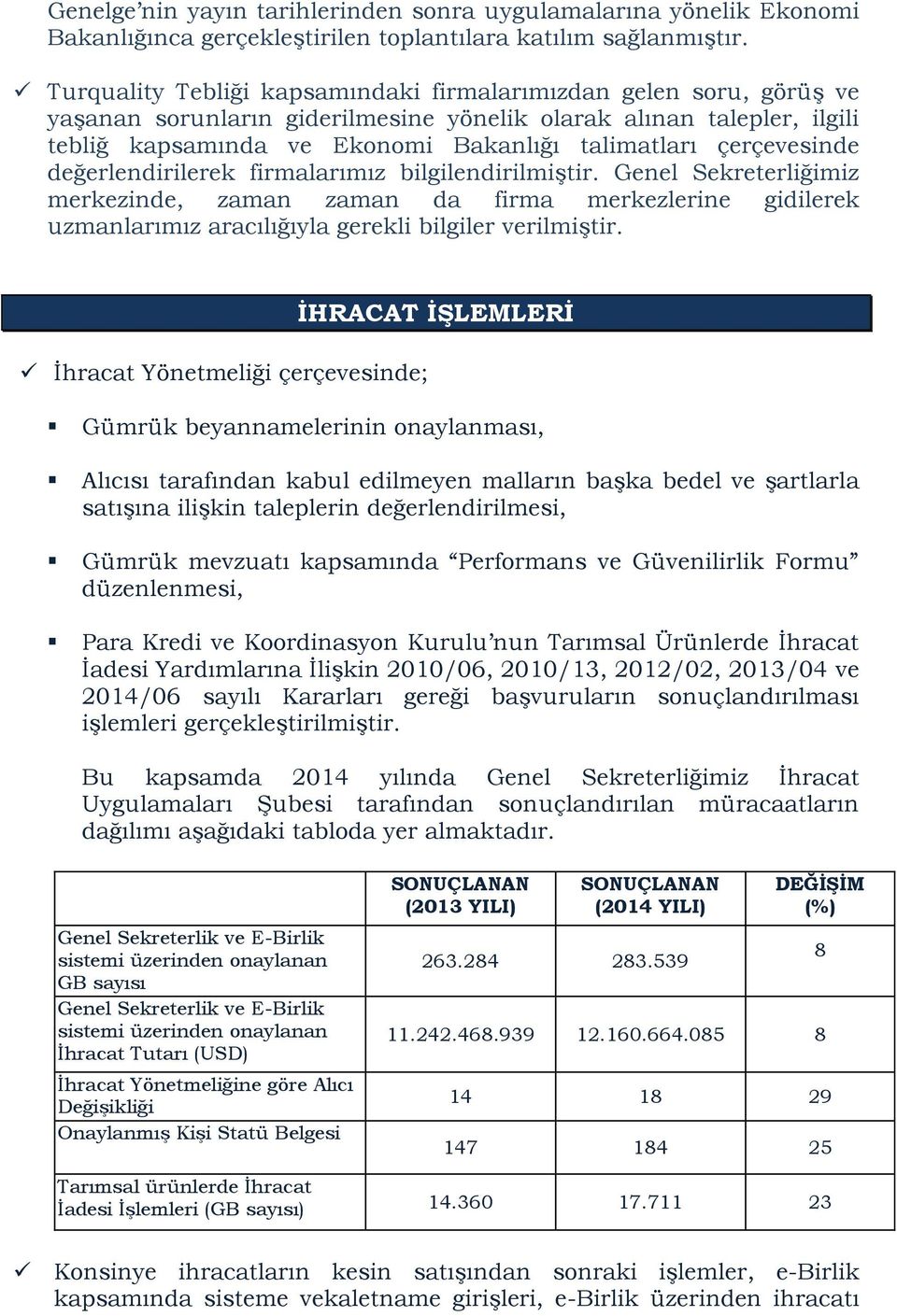 değerlendirilerek firmalarımız bilgilendirilmiştir. Genel Sekreterliğimiz merkezinde, zaman zaman da firma merkezlerine gidilerek uzmanlarımız aracılığıyla gerekli bilgiler verilmiştir.