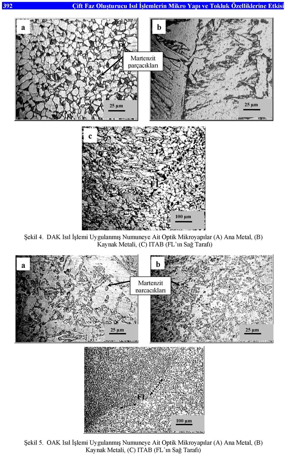 DAK Isıl İşlemi Uygulanmış Numuneye Ait Optik Mikroyapılar (A) Ana Metal, (B) Kaynak Metali, (C) ITAB (FL ın