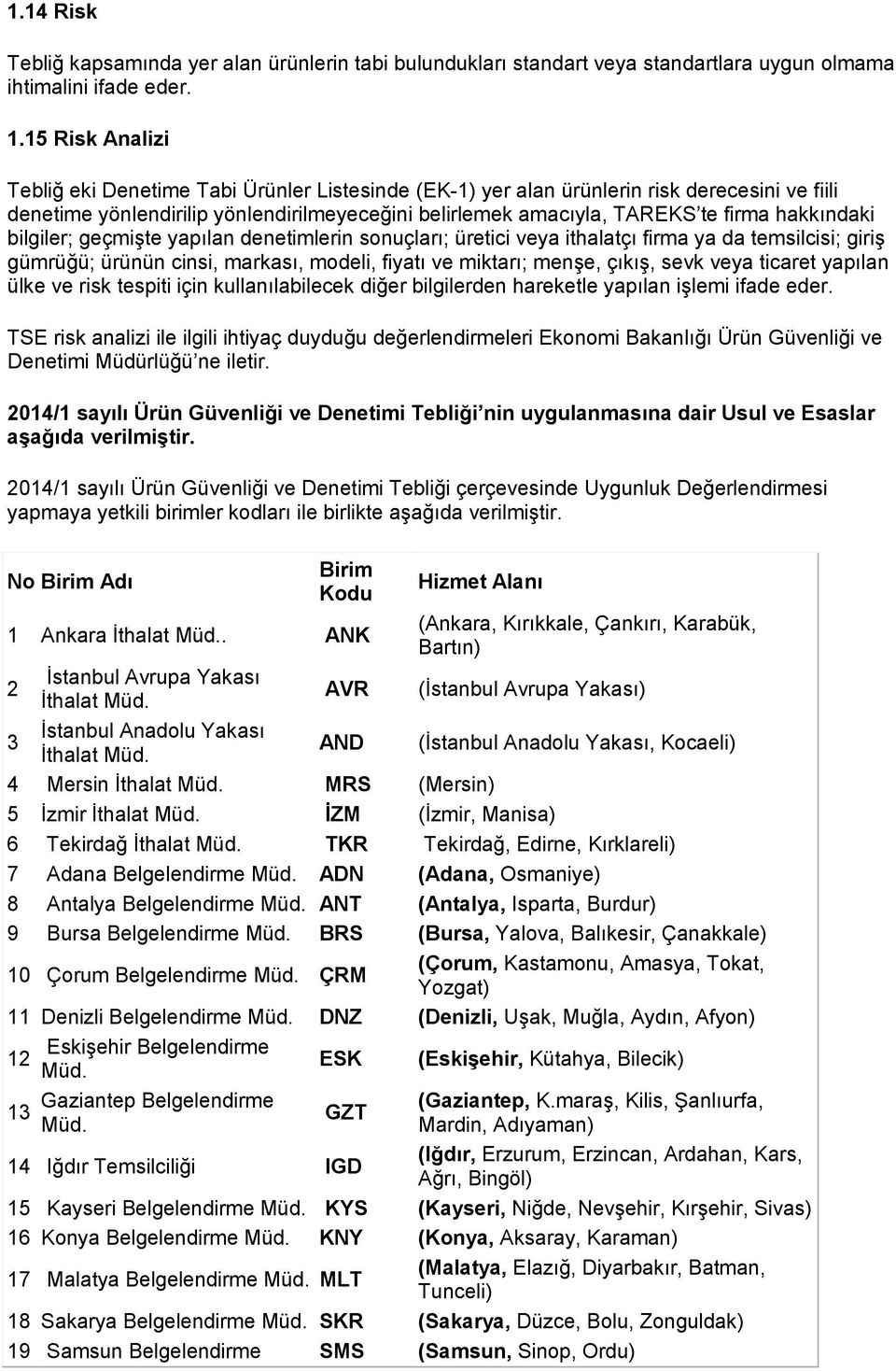 hakkındaki bilgiler; geçmişte yapılan denetimlerin sonuçları; üretici veya ithalatçı firma ya da temsilcisi; giriş gümrüğü; ürünün cinsi, markası, modeli, fiyatı ve miktarı; menşe, çıkış, sevk veya