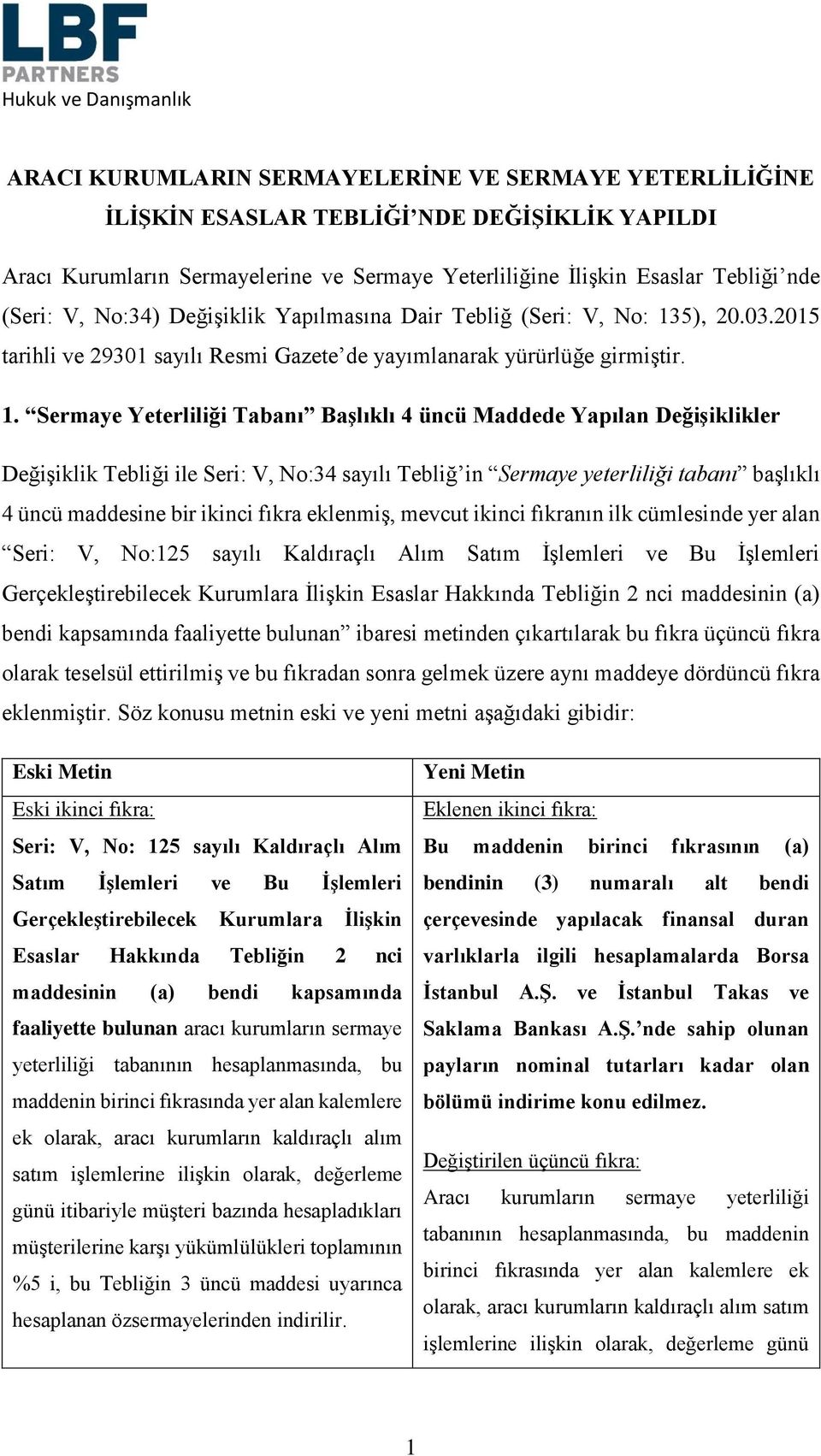 5), 20.03.2015 tarihli ve 29301 sayılı Resmi Gazete de yayımlanarak yürürlüğe girmiştir. 1.