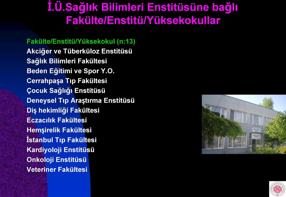 Cerrahpaşa Tıp Fakültesi Çocuk Sağlığı Enstitüsü Deneysel Tıp Araştırma Enstitüsü Diş hekimliği