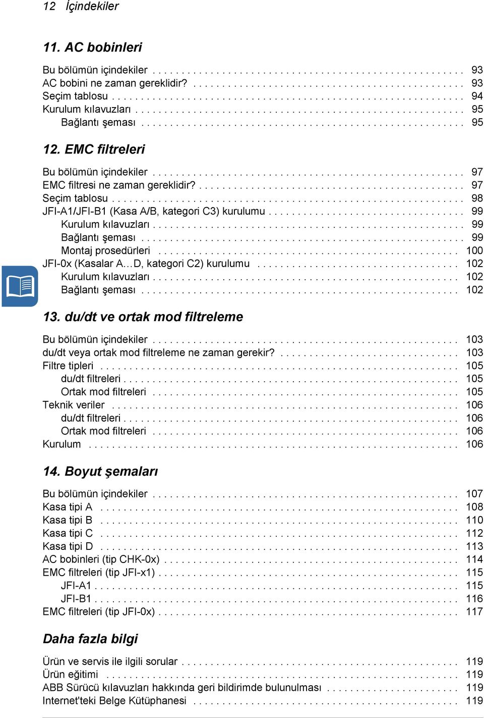 EMC filtreleri Bu bölümün içindekiler...................................................... 97 EMC filtresi ne zaman gereklidir?.............................................. 97 Seçim tablosu.