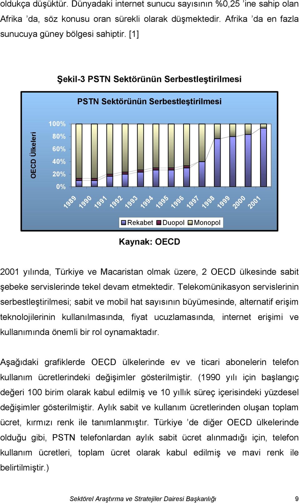 Duopol Monopol Kaynak: OECD 2001 yılında, Türkiye ve Macaristan olmak üzere, 2 OECD ülkesinde sabit şebeke servislerinde tekel devam etmektedir.