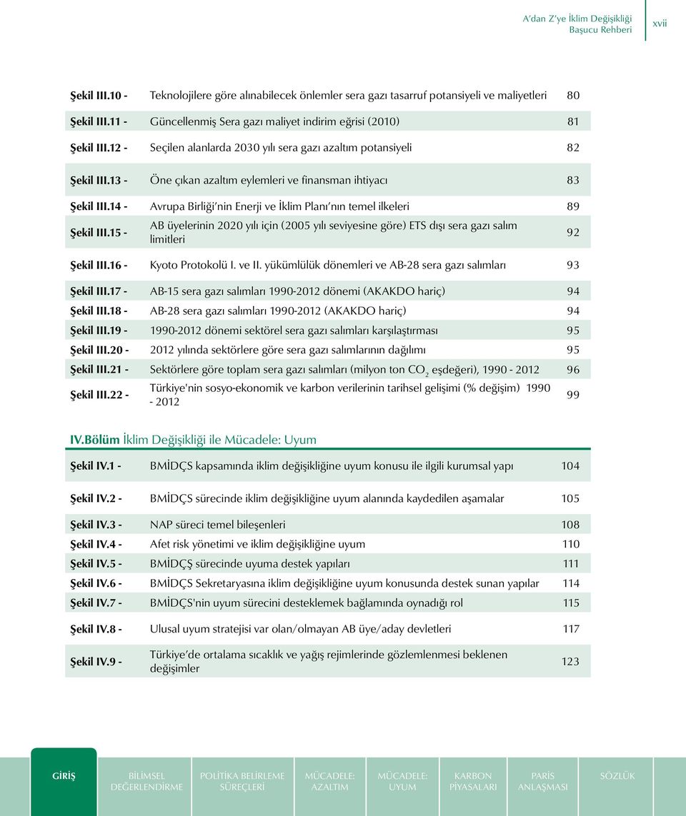 13 - Öne çıkan azaltım eylemleri ve finansman ihtiyacı 83 Şekil III.14 - Avrupa Birliği nin Enerji ve İklim Planı nın temel ilkeleri 89 Şekil III.