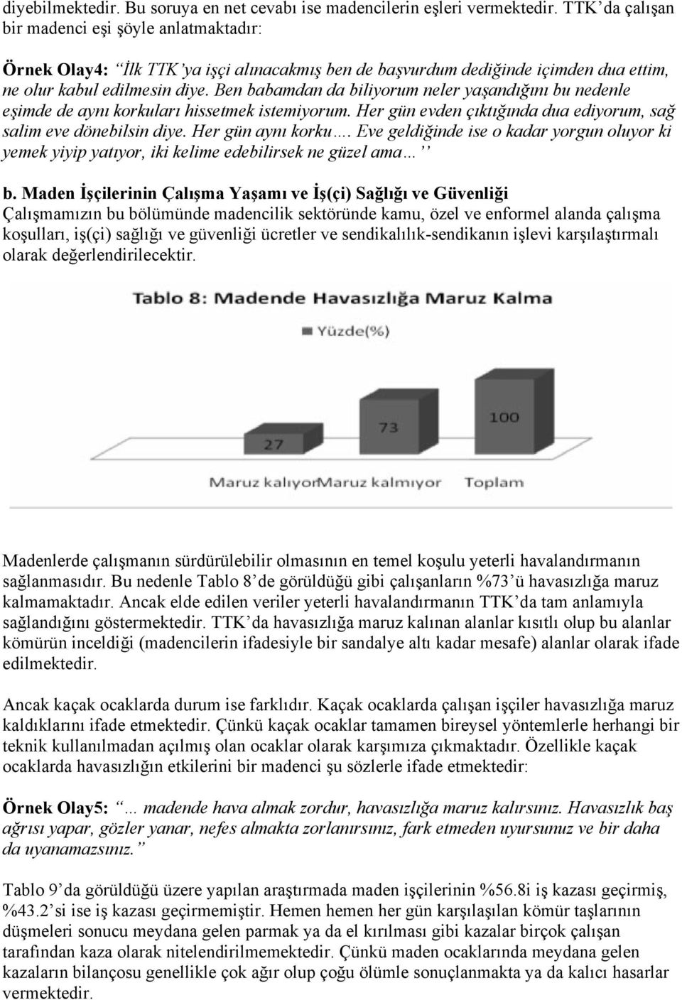 Ben babamdan da biliyorum neler yaşandığını bu nedenle eşimde de aynı korkuları hissetmek istemiyorum. Her gün evden çıktığında dua ediyorum, sağ salim eve dönebilsin diye. Her gün aynı korku.