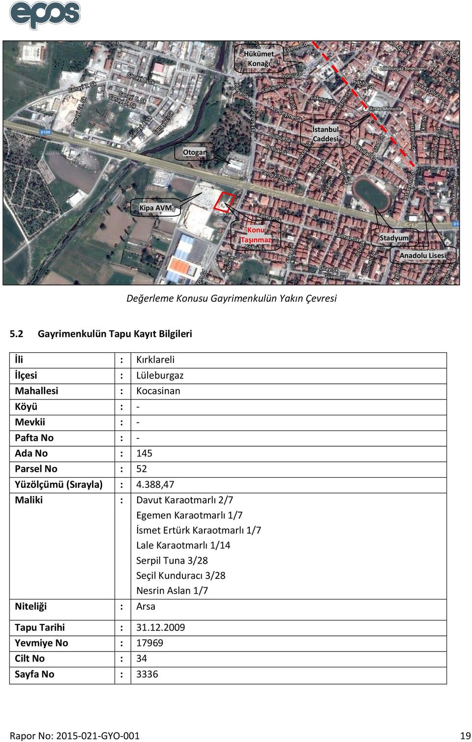 No : 52 Yüzölçümü (Sırayla) : 4.