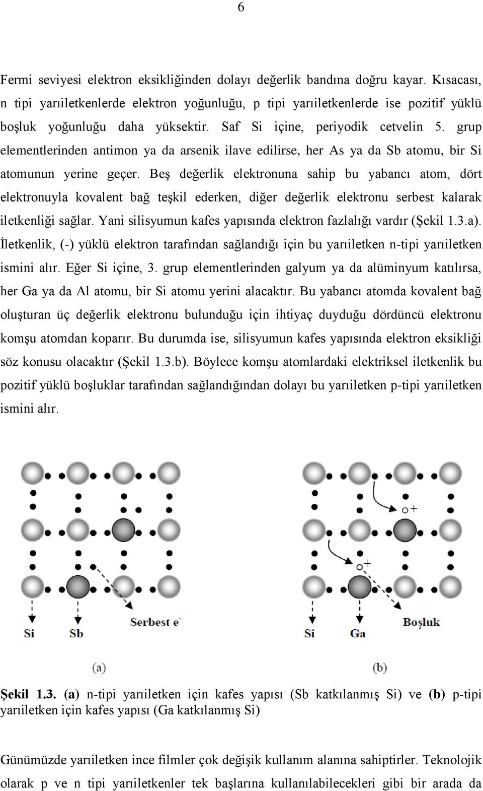 grup elementlerinden antimon ya da arsenik ilave edilirse, her As ya da Sb atomu, bir Si atomunun yerine geçer.