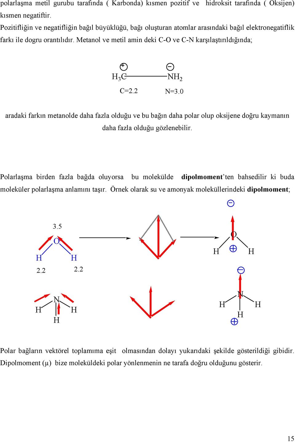 Metanol ve metil amin deki C- ve C-N karşılaştırıldığında; 3 C N 2 C=2.2 N=3.