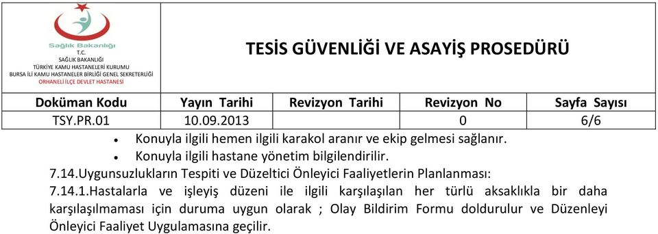 Uygunsuzlukların Tespiti ve Düzeltici Önleyici Faaliyetlerin Planlanması: 7.14